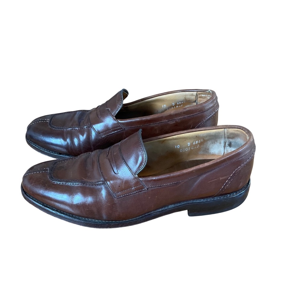 Allen Edmonds Penny Loafers Men 10‎ Brown Leather 6864 Split Toe Slip On Shoes